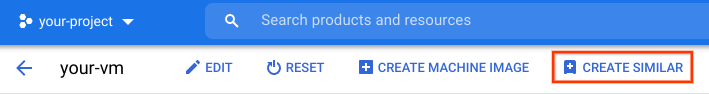 Gambar tombol 'Buat yang Serupa' di Cloud Console.
