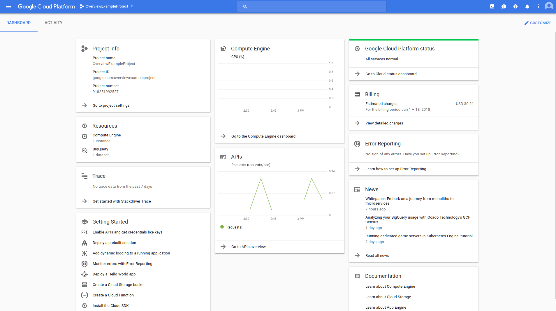 Uma captura de tela do Console do Google Cloud que ilustra uma IU da Web.