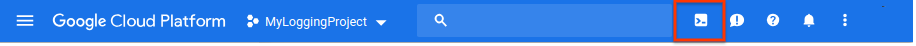 In the Google Cloud console, click the Cloud Shell icon.