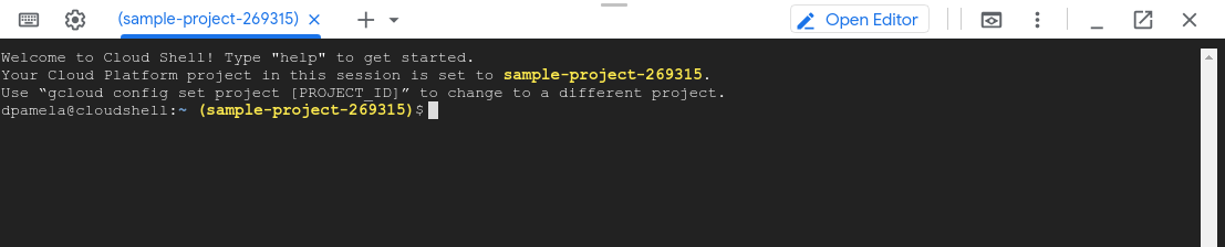 Cloud Shell session.
