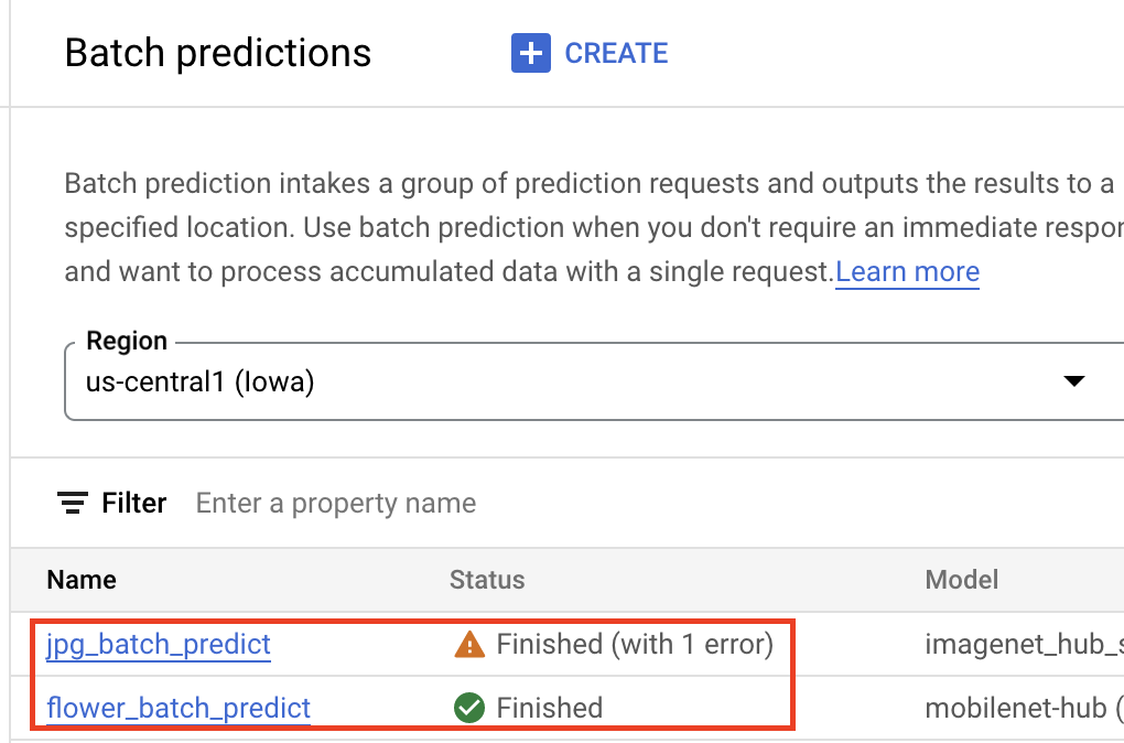 batch prediction status