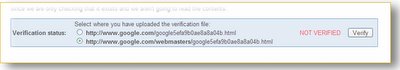 verification page in webmaster tools