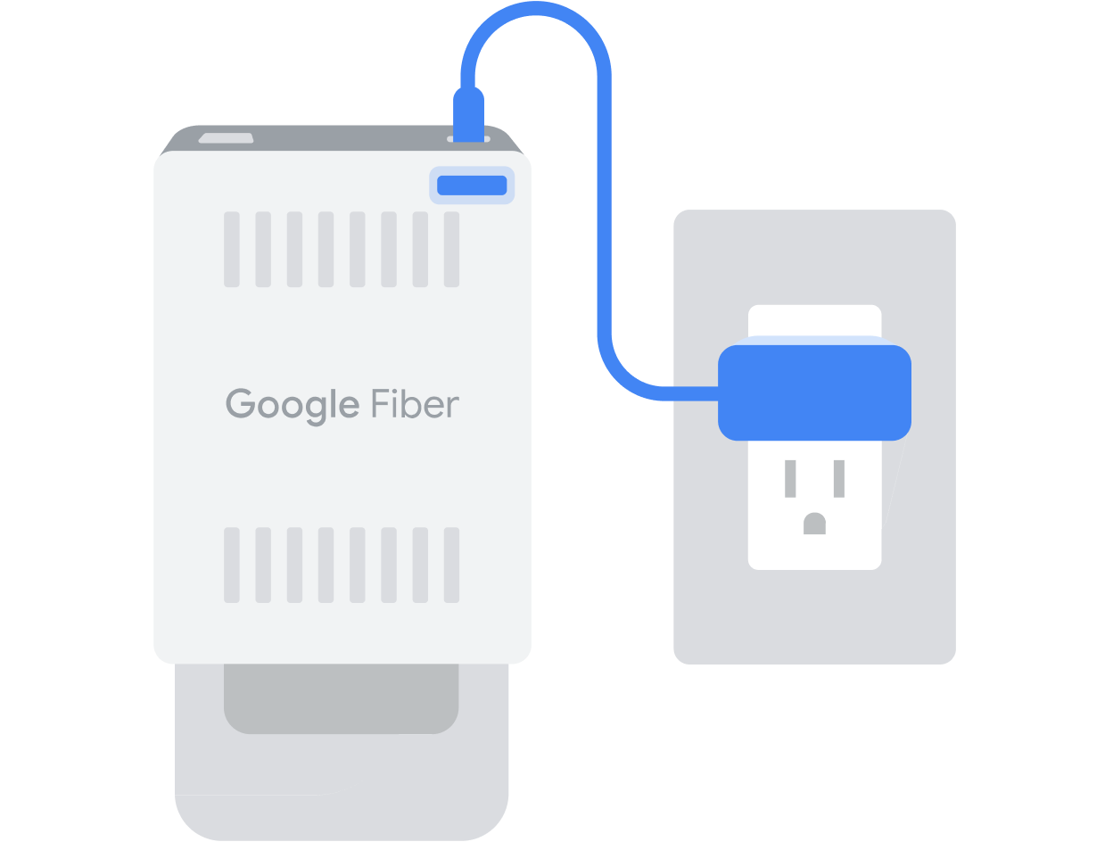 Fiber Jack connect to power outlet with adapter