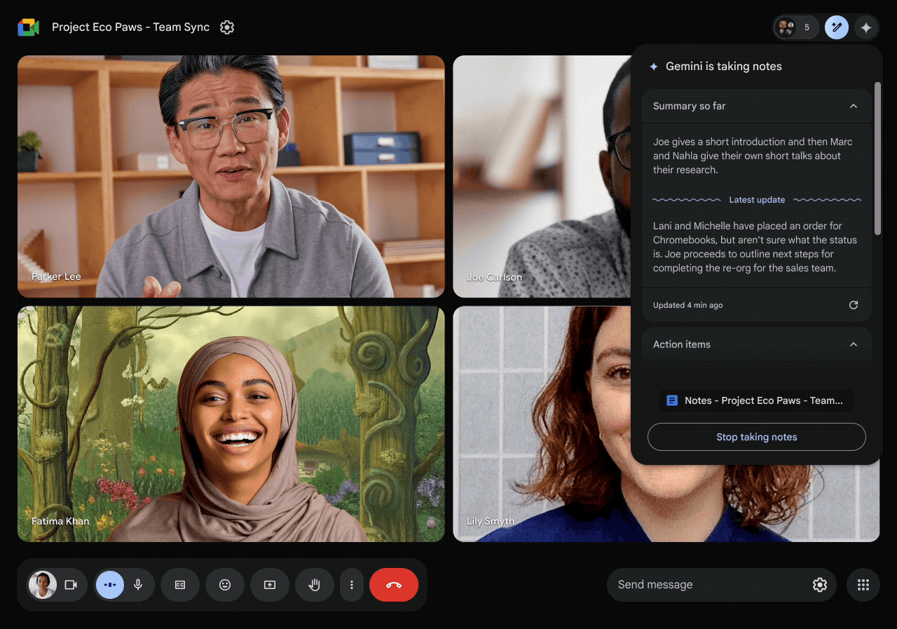 Meet: Take notes with Gemini in Google Meet