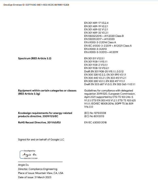 EU Declaration of Conformity page 2