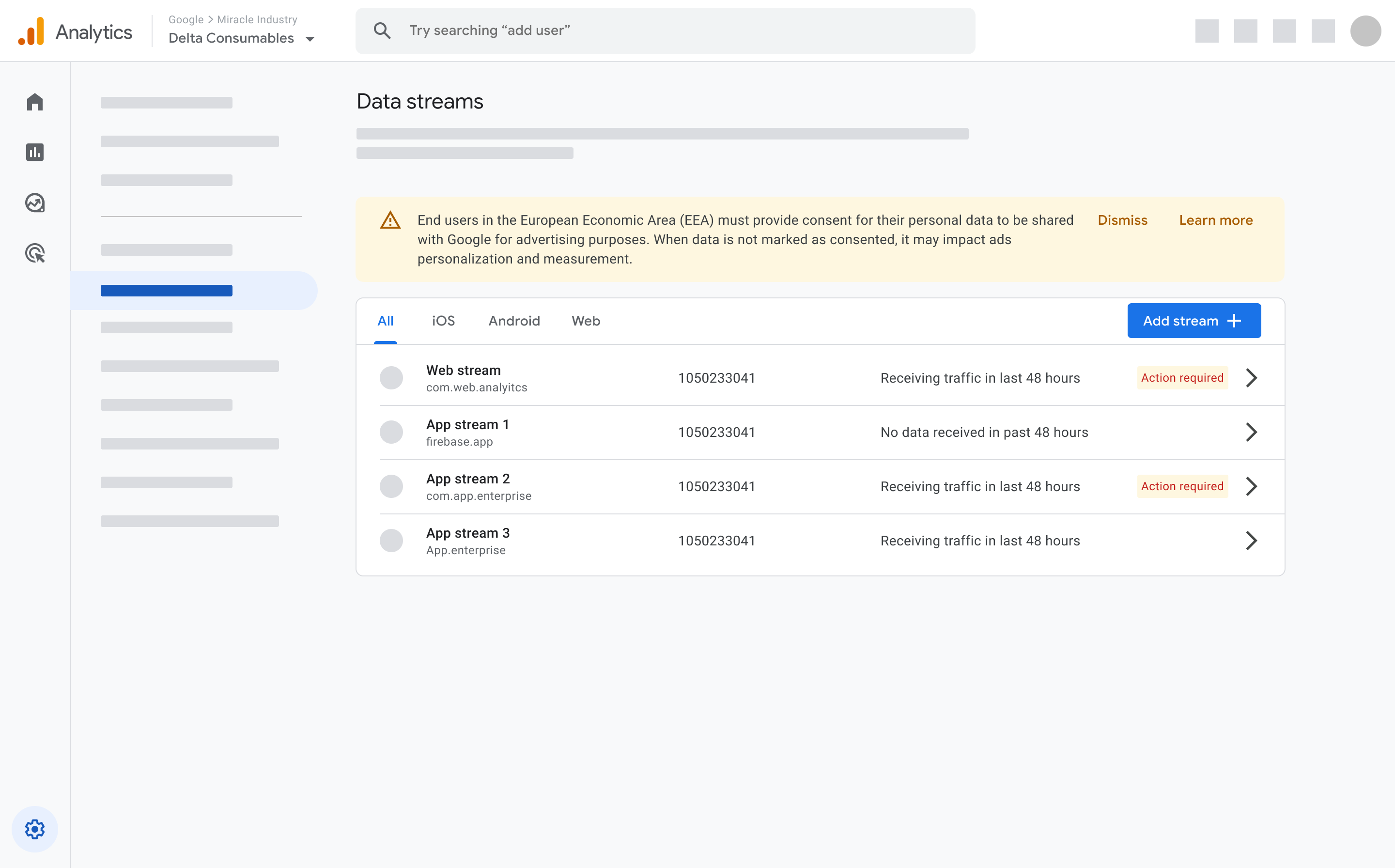 Data streams action required