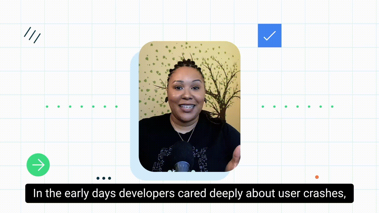 moving image of Annyce Davis, VP of Engineering at Meetup and Android GDE during the App Quality Insights segment of #TheAndroidShow
