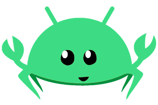 Droidstacean: Rust mascot Ferris, with Android mascot color/aspects