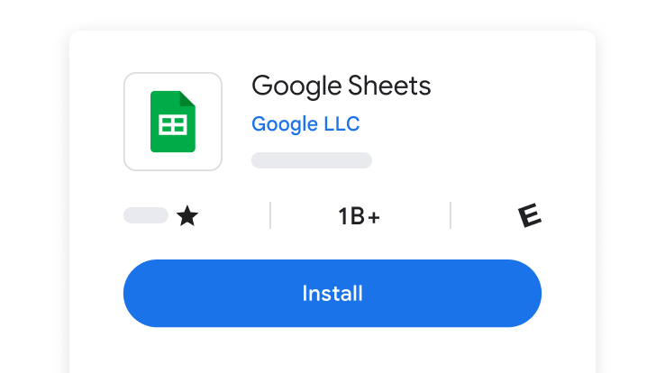 L'écran d'installation de Google Feuilles de calcul