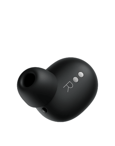 右耳の Google Pixel Buds Pro（Charcoal）の内側