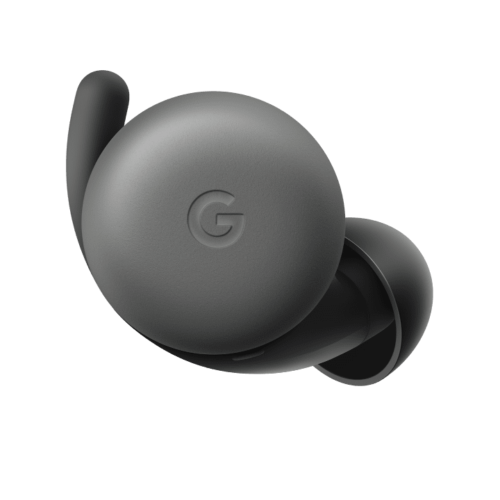 Front-view of a Pixel Buds a series earbud in Charcoal