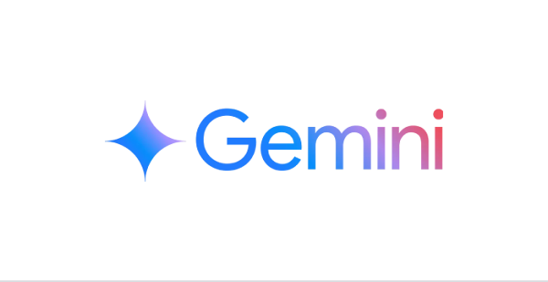 Gemini en palabras y su logotipo de estrella de color azul