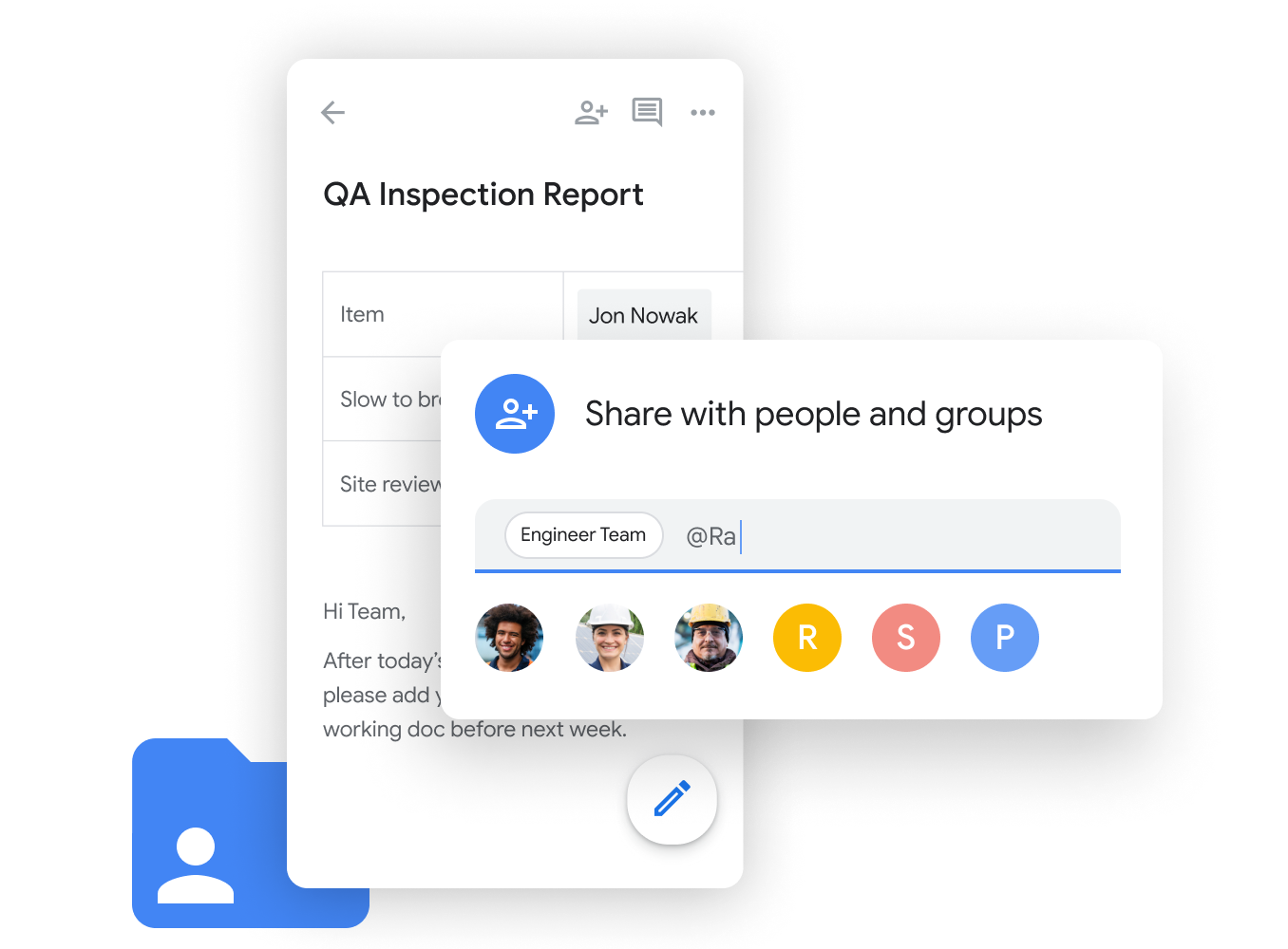 Gambar ilustratif Workspace - rekan satu tim berbagi dan mengedit Google Spreadsheet dengan lancar sekaligus menggunakan Google Chat