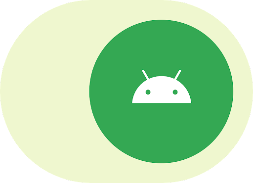 Logo Android ditempatkan dalam UI tombol.