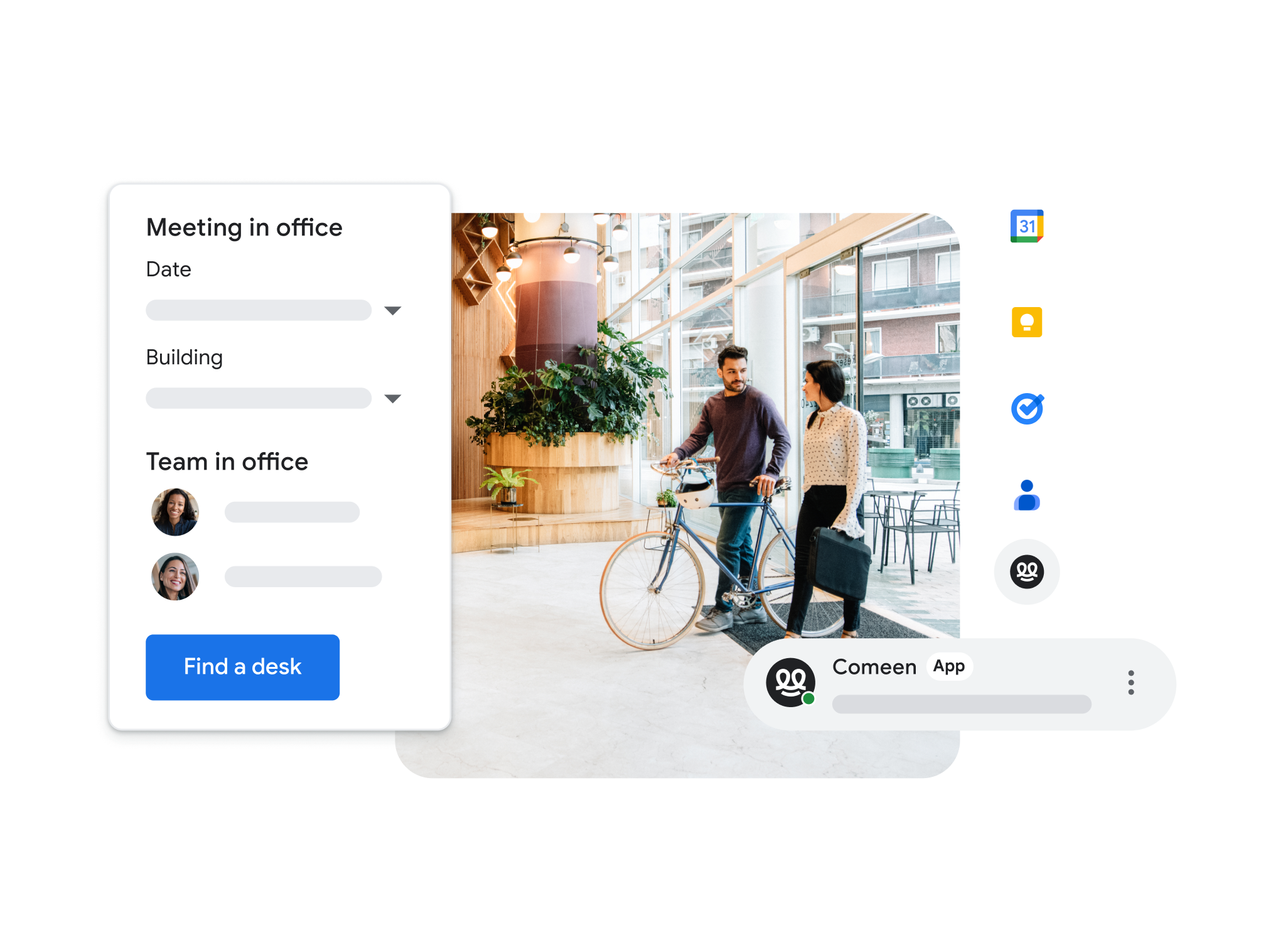 Usuario utilizando la integración de Google Meet para acceder a reuniones desde otras aplicaciones