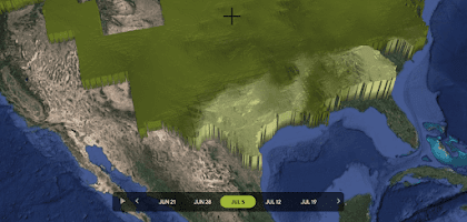 Map showing crop growth across the US