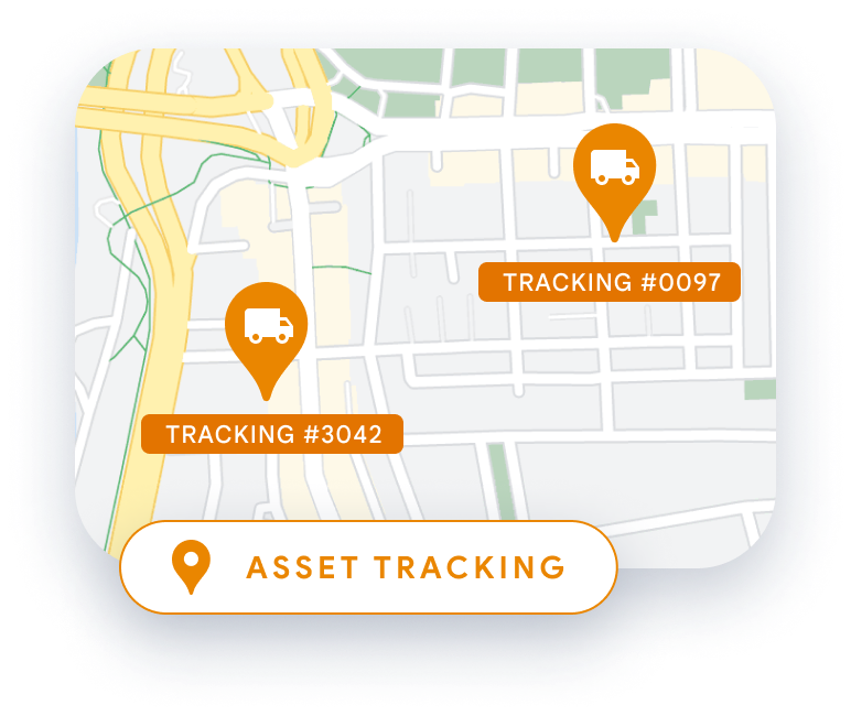 Package delivery person with map showing the locations of three numbered delivery trucks