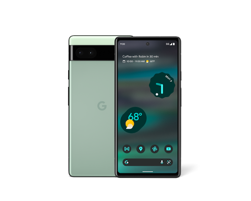 Google Pixel 6a（Sage）の前面と背面