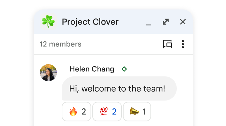 Espace Chat pour Project Clover qui accueille un nouveau membre.