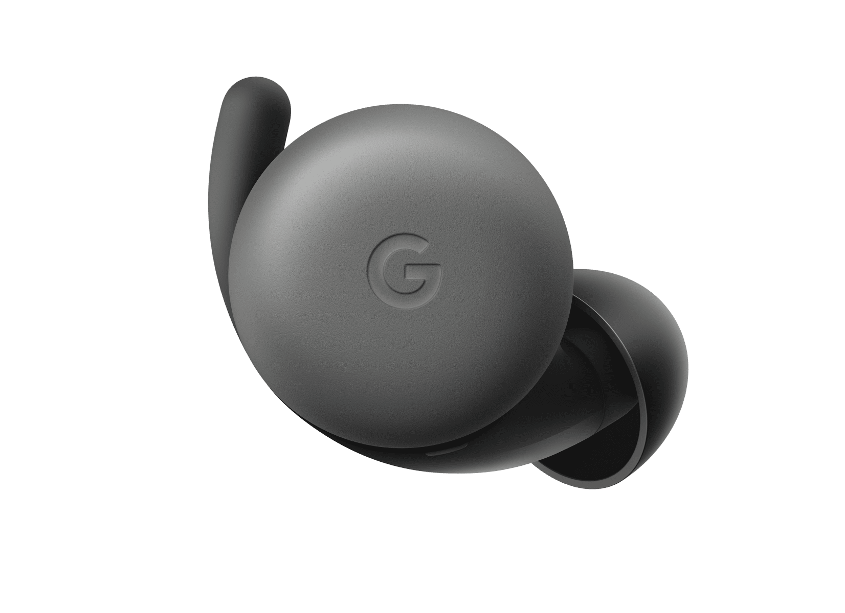 Front-view of a Pixel Buds a series earbud in Charcoal