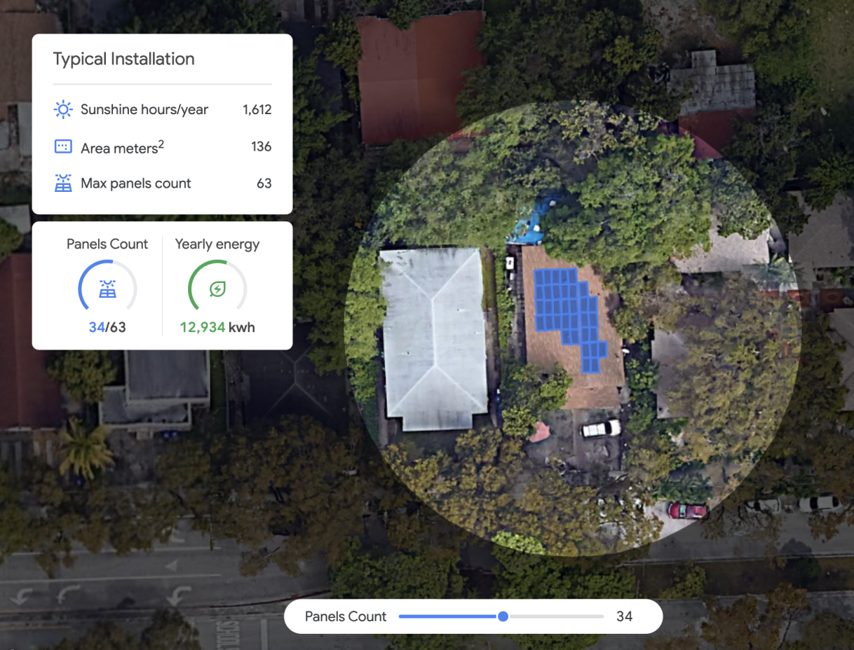 Image of information needed to create an estimate for rooftop solar panels