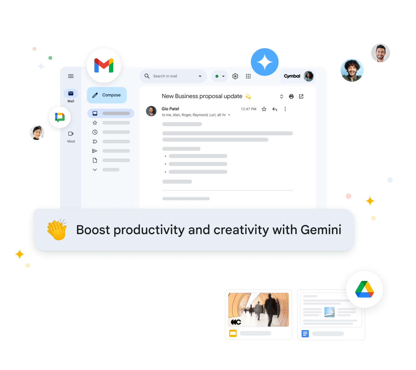 Gemini для Workspace підсумовує вміст електронних листів і пропонує відповіді в Gmail, щоб підвищити вашу продуктивність.