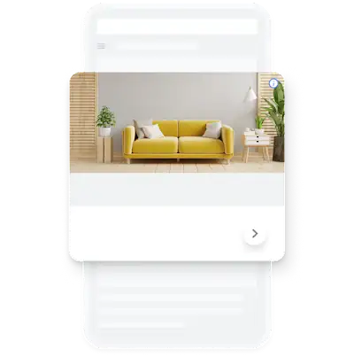 Exemple d’annonce pour un magasin de mobilier affichant un sofa jaune