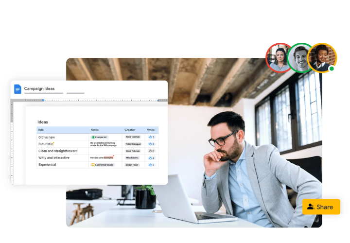 Intercambio de ideas para una campaña con Documentos de Google. 