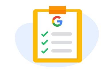 Logotipo G circular do Google dentro da ilustração de um laço amarelo.