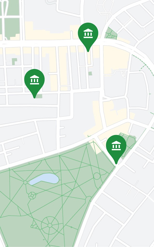 Three bank locations shown on a map