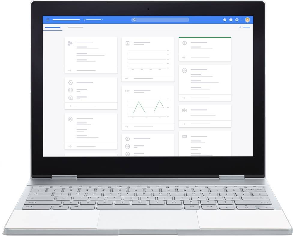 Ein Chromebook, auf dem das Google Dashboard zu sehen ist