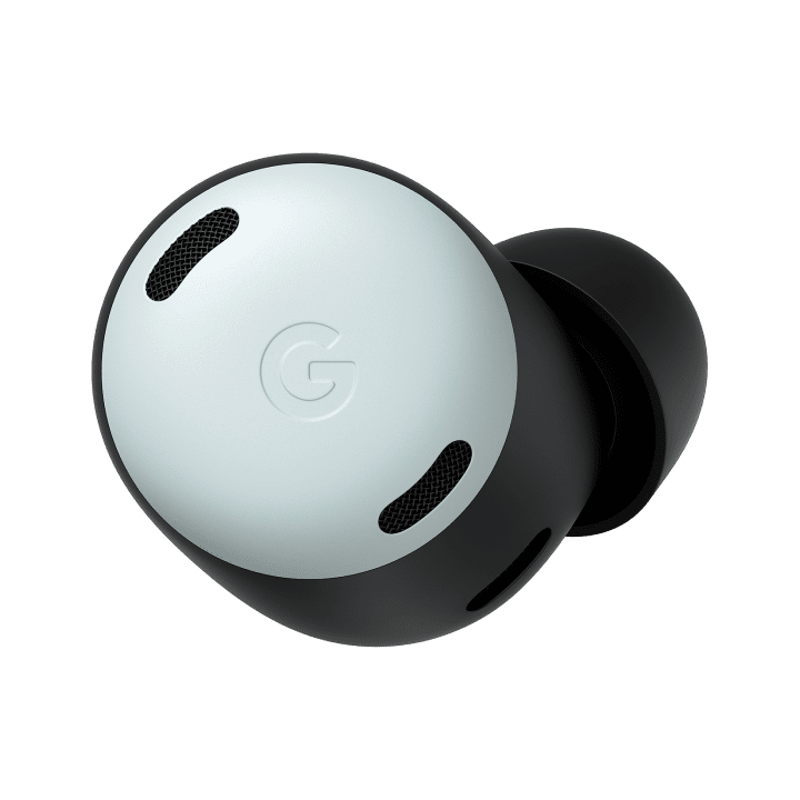 Front-view of a Pixel Buds Pro earbud in Fog