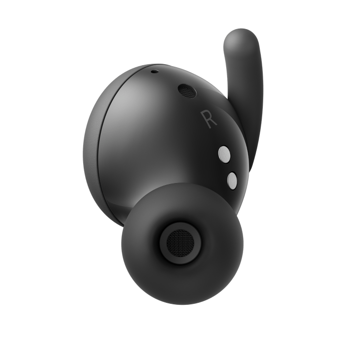 Side view of a Pixel Buds a series earbud in Charcoal