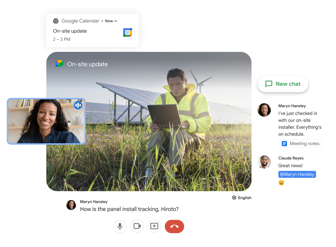 Google Meet et Google Chat pour collaborer et permettre le travail d'équipe.