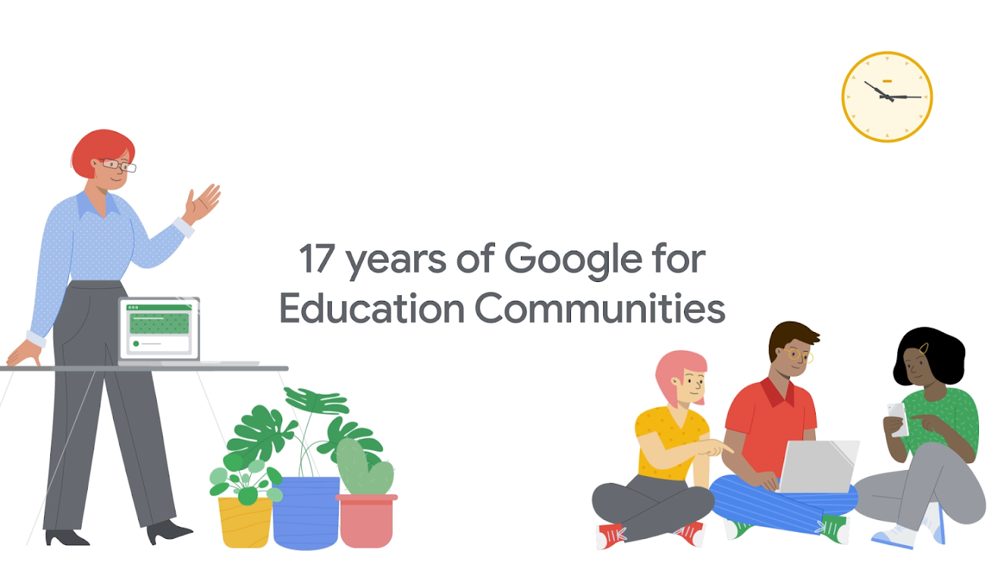 Google for Education チャンピオン プログラムと Google の教育者コミュニティの歴史に関する紹介動画。