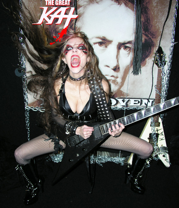 L.A.'S MORNING NEWS LIVE INTERVIEW with THE GREAT KAT! LISTEN NOW! "Here's a little musical wake-up call. AH! 'The Flight Of The Bumble-Bee' - the guitar shredding version." -Penny Griego, L.A.'s Morning News - News Talk 980 - "Yeah! Banging my head to that! Let's meet the shredder behind this and a whole lot of classical inspired guitar histrionics, including the new album 'Beethoven Shreds' - THE GREAT KAT!" -Phil Hulett, L.A.'s Morning News - News Talk 980