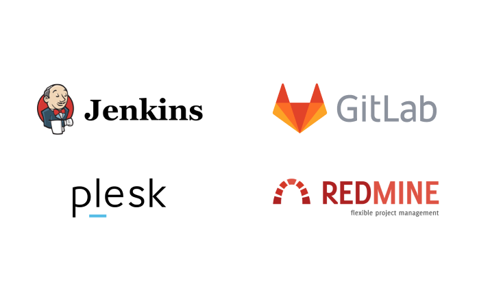  Jenkins、GitLab、Plesk、Redmine