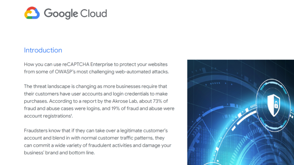 I 10 principali casi d'uso per reCAPTCHA Enterprise per difendersi dagli attacchi automatizzati per ambienti web OWASP