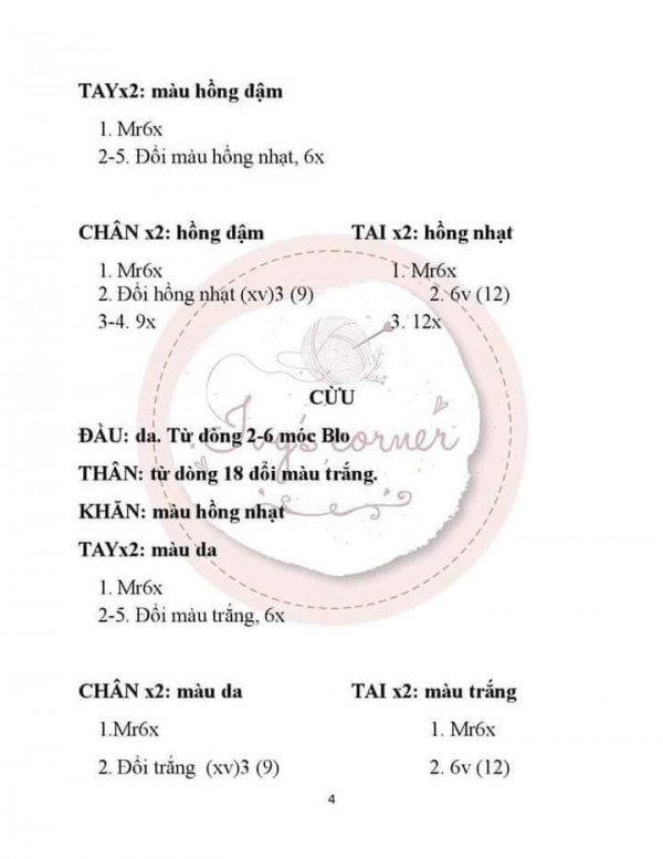 Tay hồng đậm,
Chân 2 cái hồng đạm.