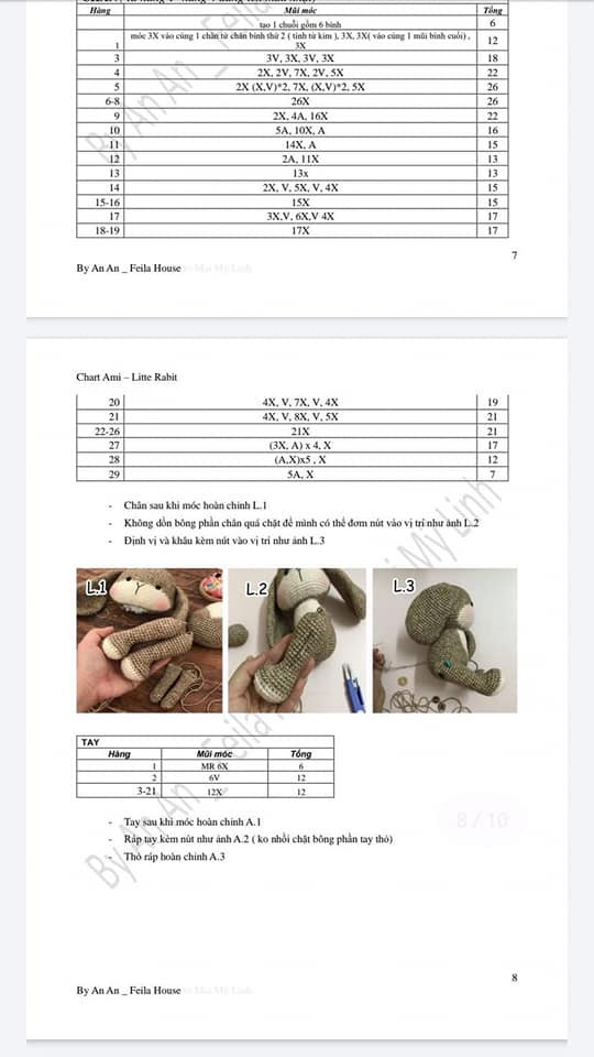 Móc tiếp phần chân, tay, 
Gắn