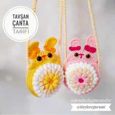 free crochet pattern yellow rabbit and pink rabbit