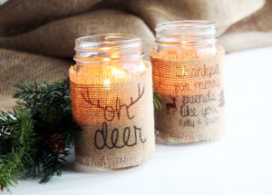 Burlap Mason Jar Candle Holders