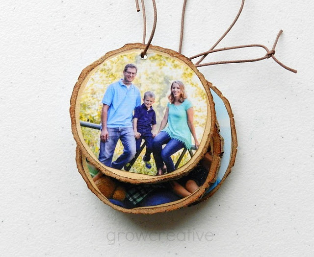 Wood Slice Photo Ornaments