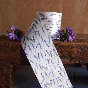 Lavender Print Satin Ribbon - 2.5" x 10 yds