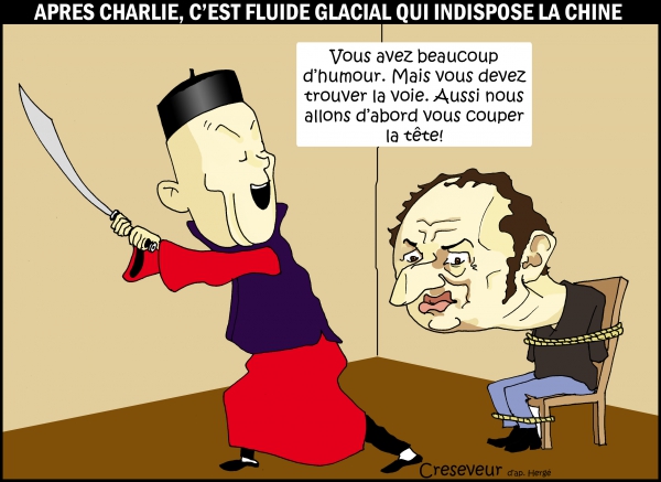 yan lindingre,fluide glacial,le lotus bleu,hergé,didi,charlie hebdo,couverture,provocation,caricatures de mahomet,caricature,liberté d'expression,dessin de presse