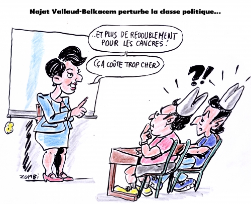 webzine,bd,zébra,fanzine,bande-dessinée,satirique,caricature,najat vallaud-belkacem,françois hollande,nicolas sarkozy,redoublement,classe,politique,editorial cartoon,dessin,presse,zombi