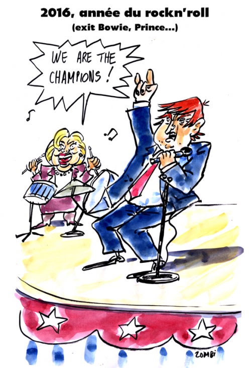 webzine,bd,gratuit,zébra,fanzine,bande-dessinée,caricature,donald trump,hillary clinton,rockn'roll,2016,présidentielle,usa,dessin,presse,satirique,editorial cartoon,zombi