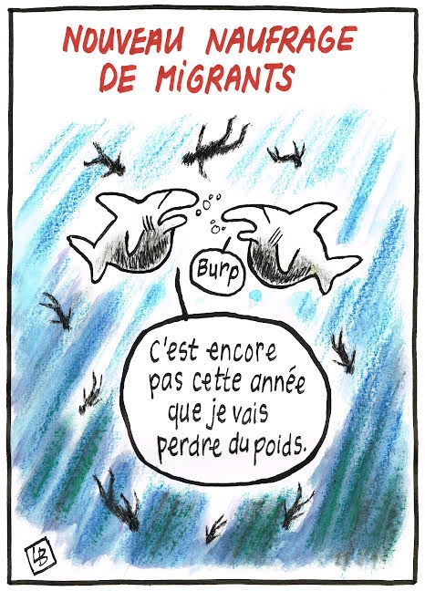 caricature,lb,webzine,gratuit,fanzine,zébra,bande-dessinée,noyade,migrants,dessin,presse,satirique,siné-mensuel