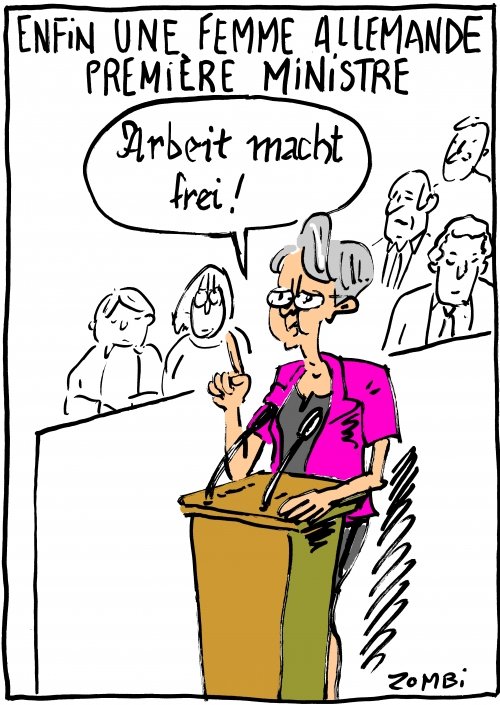 webzine,bd,zébra,gratuit,fanzine,bande-dessinée,caricature,elisabeth borne,allemande,arbeit,travail,ministre,dessin,presse,satirique,zombi