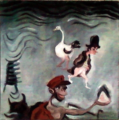 Napoléon et son autruche, 30x30,H sur toile.jpg